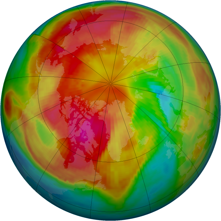 Arctic ozone map for 08 March 1985